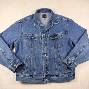 Vintage Lee Riveted Denim Trucker Jacket Classic Blue Y2K Boxy Fit Men M/L